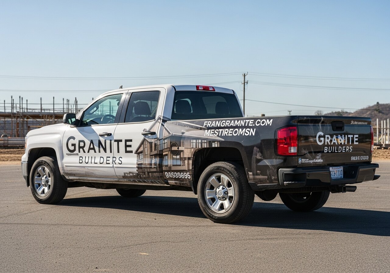 Contractor pickup truck with full vehicle wrap