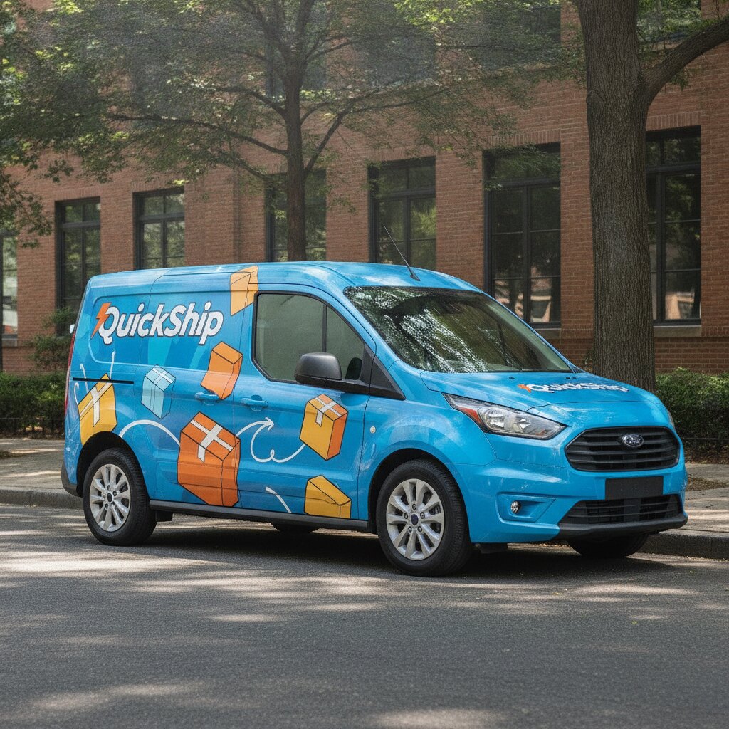 Delivery van with full vehicle wrap
