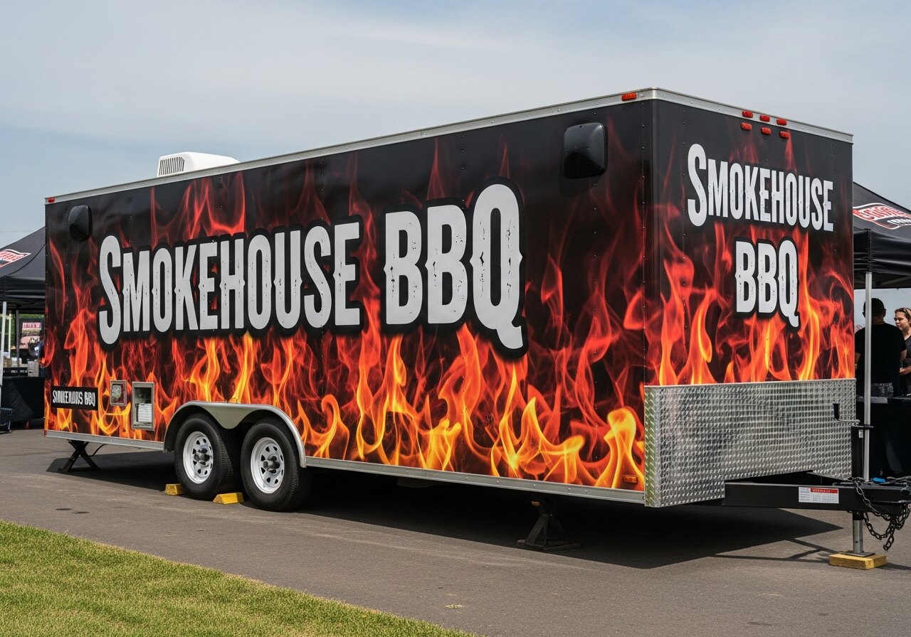 BBQ food trailer with full vehicle wrap