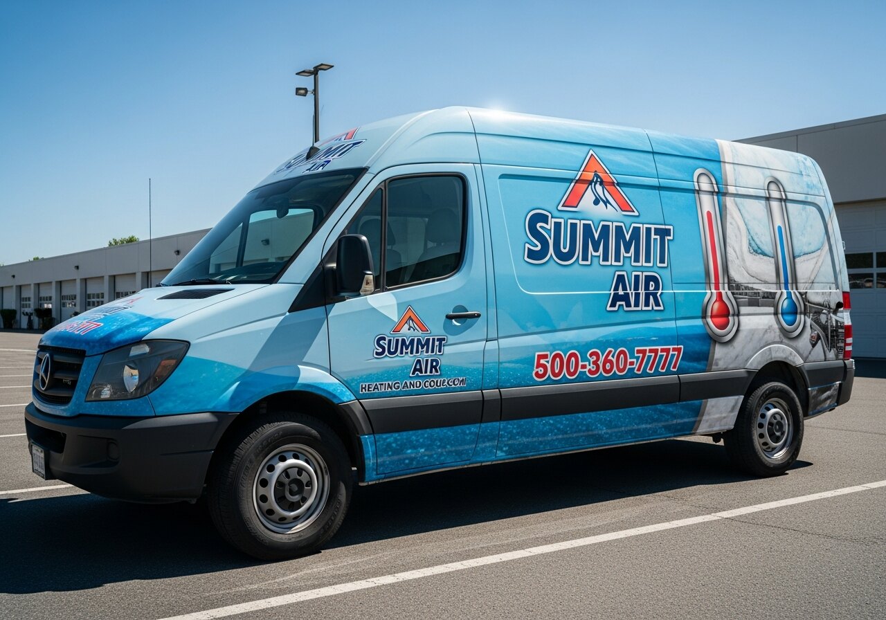 Wrapped HVAC fleet van with full commercial branding