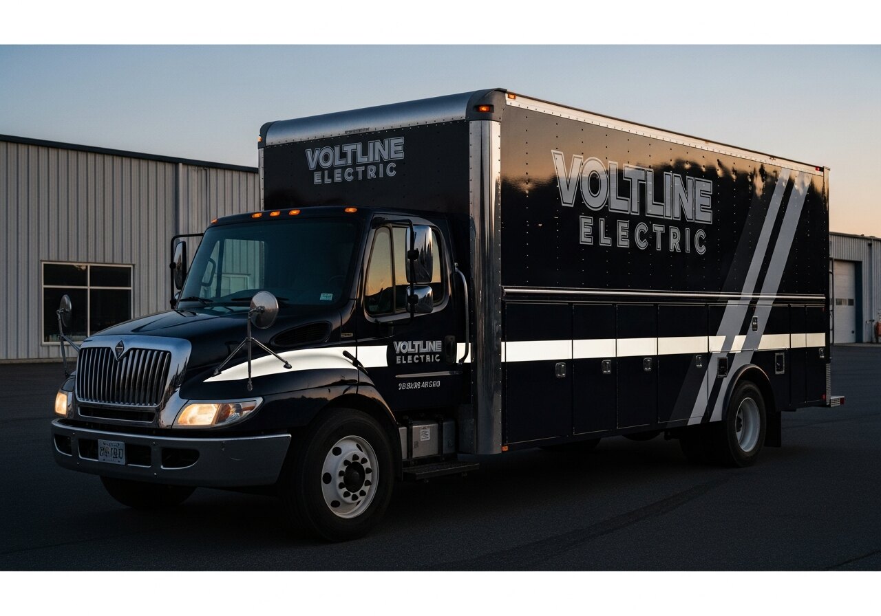 Electrical fleet truck with full branding and reflective decals