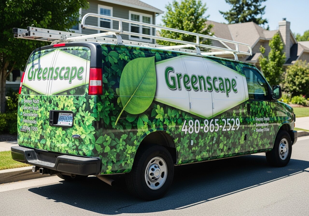 Landscaping van with full vehicle wrap