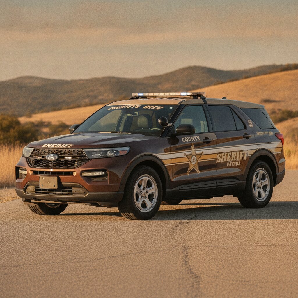 Sheriff patrol car with reflective markings