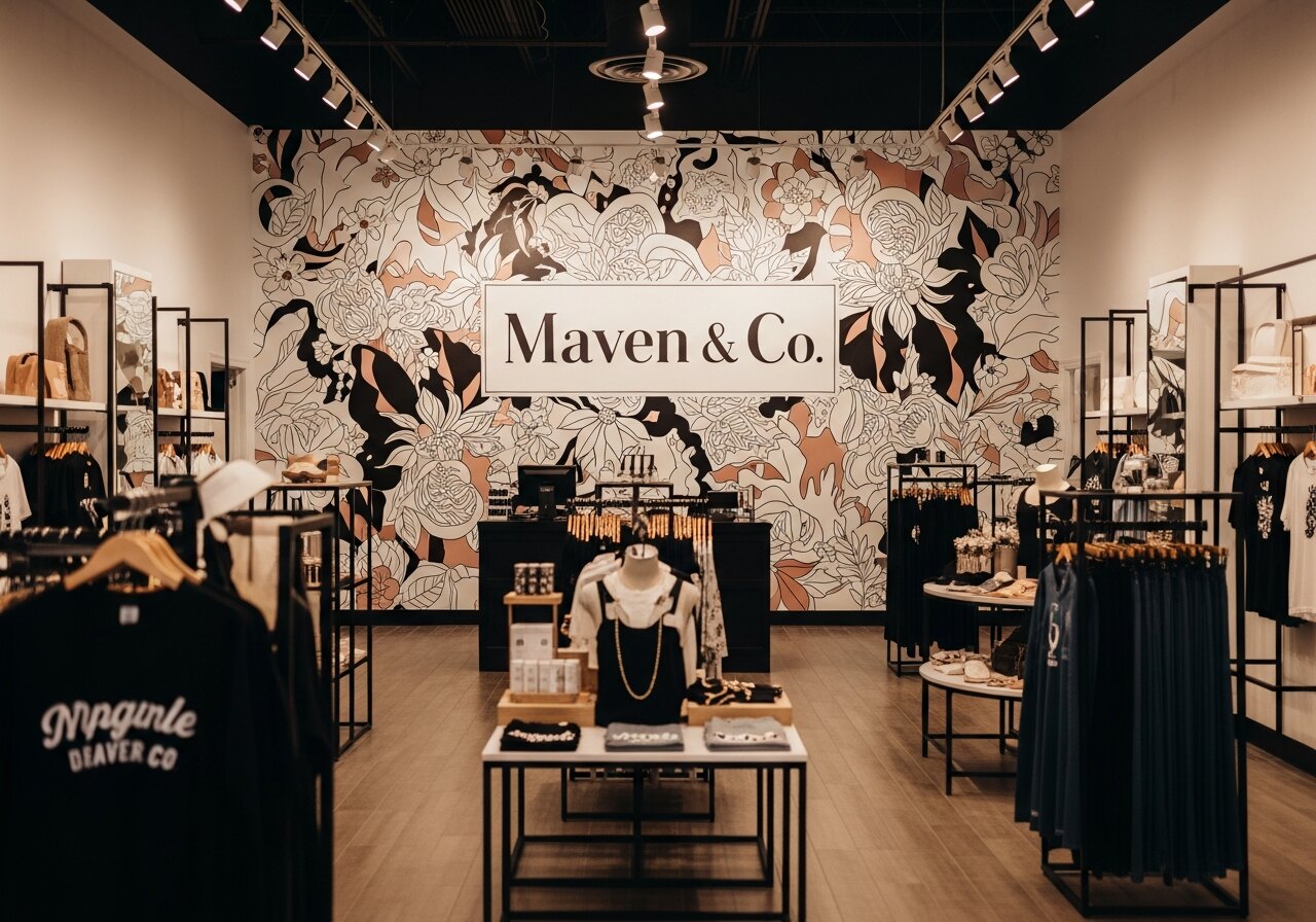 Retail mural with custom wall wrap